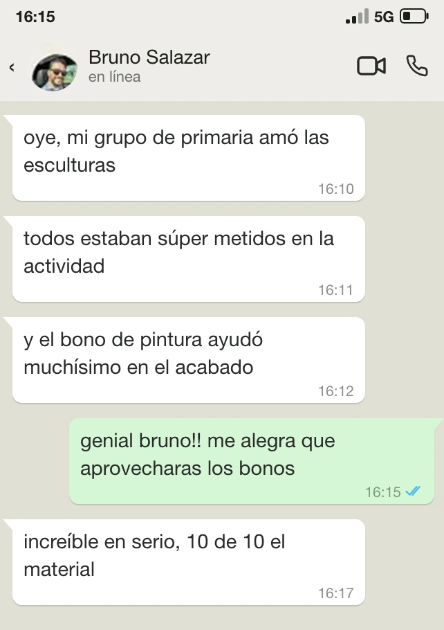 Testimonio de Bruno Salazar en WhatsApp