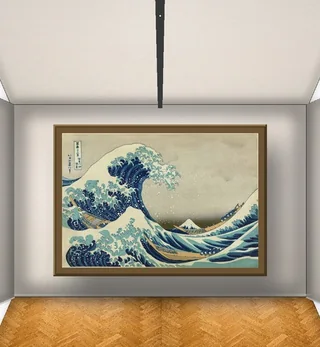 Sala con La gran ola de Hokusai